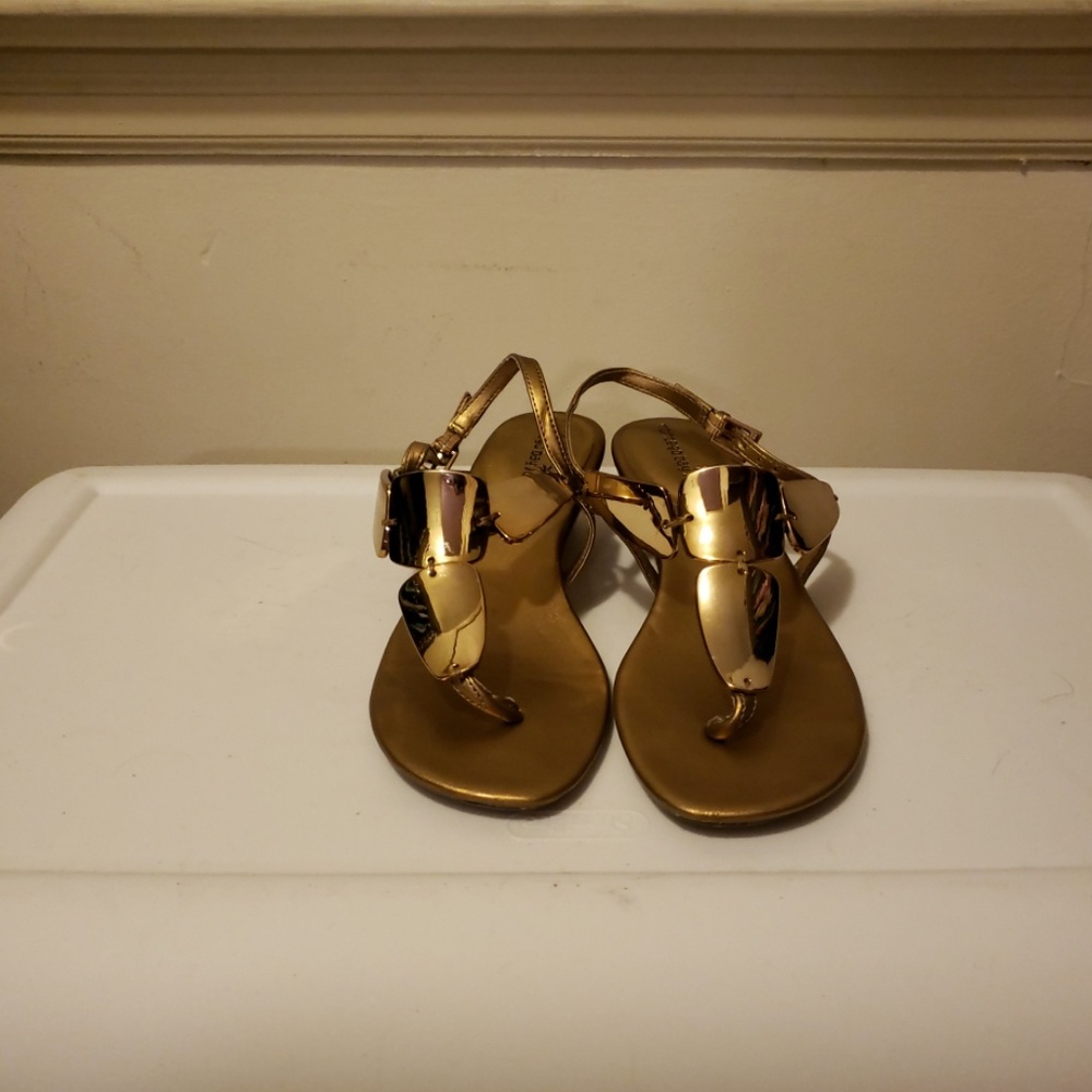 Golden wedge sandals